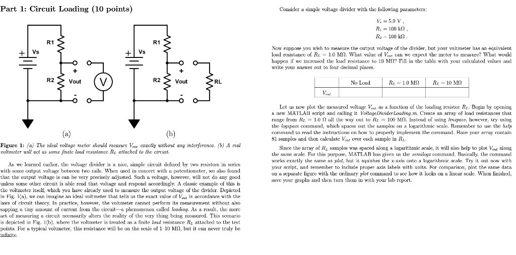 Part 1: Circuit Loading (10 points) Consider a | Chegg.com