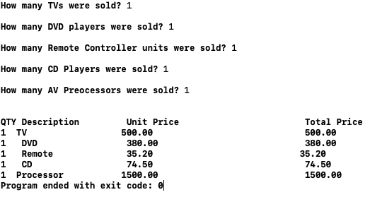 Solved Create a program that prints a receipt to an Audio | Chegg.com