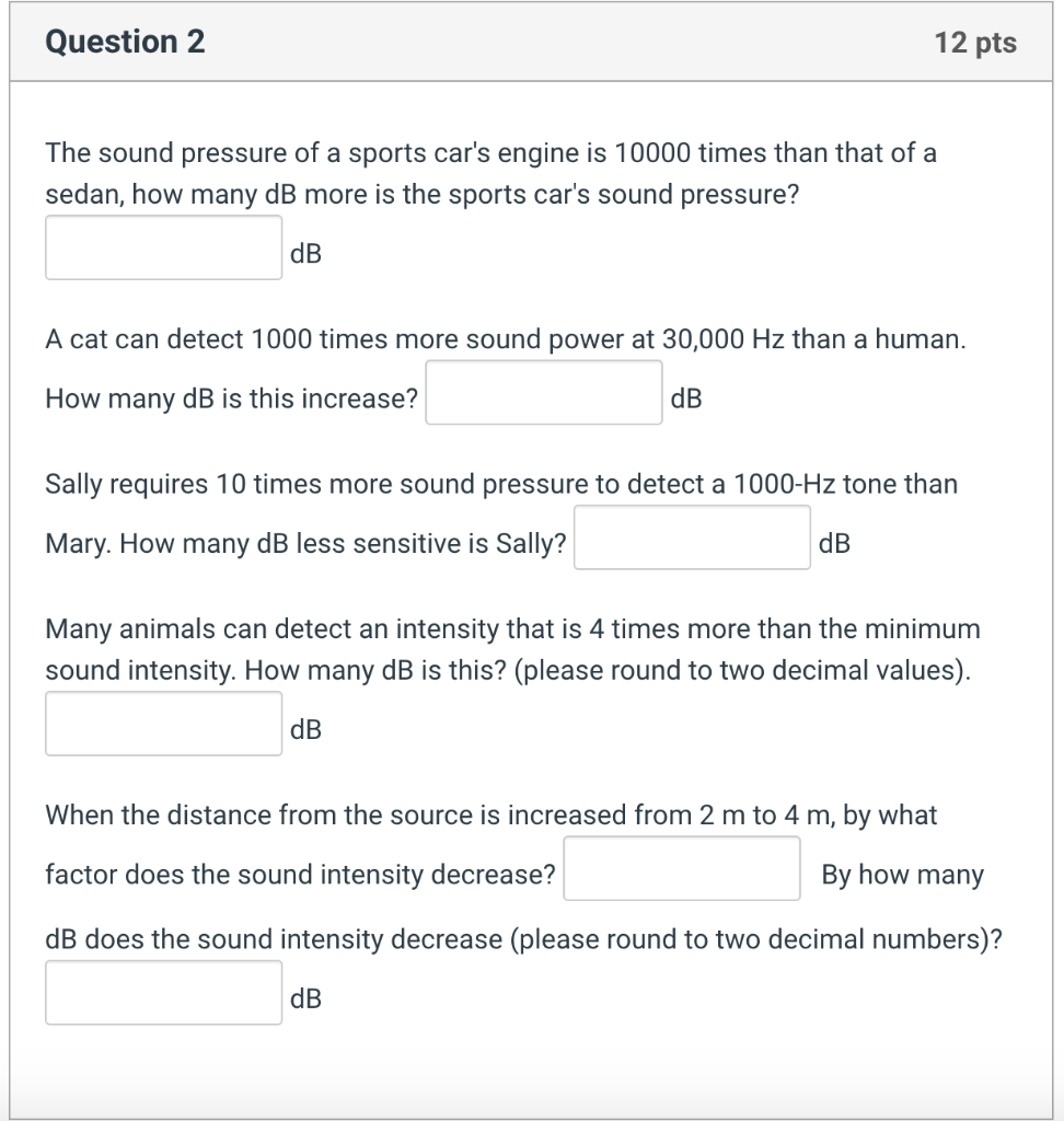 Solved Question 2 12 pts The sound pressure of a sports | Chegg.com