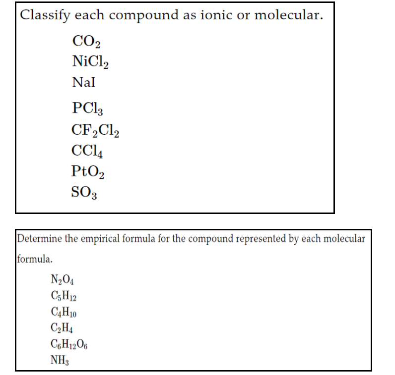 Solved Classify each compound as ionic or molecular. CO2 Chegg