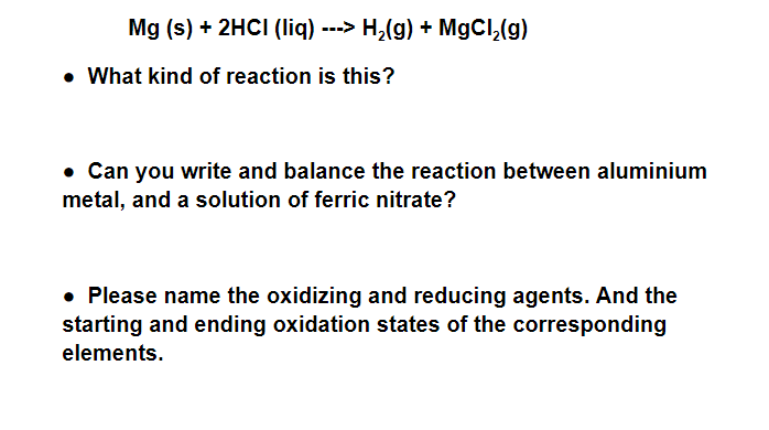 Solved Identifying what kind of reaction, writing a balanced | Chegg.com