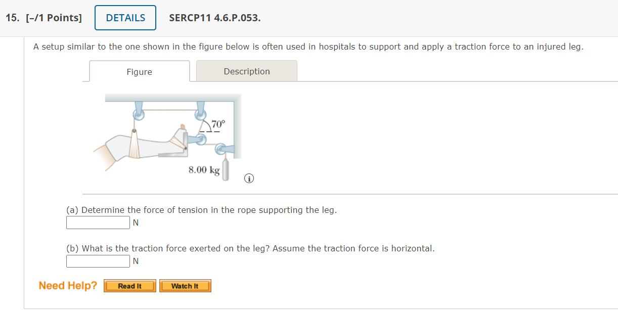 Solved (b) What is the traction force exerted on the leg? | Chegg.com