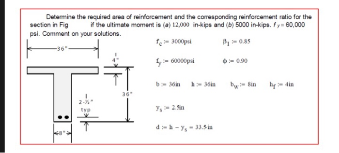 Solved Determine The Required Area Of Reinforcement And The 