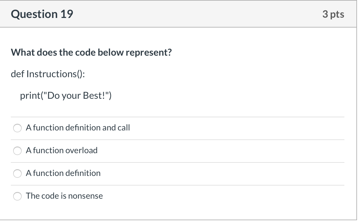 Solved Question 19 3 pts What does the code below represent? | Chegg.com