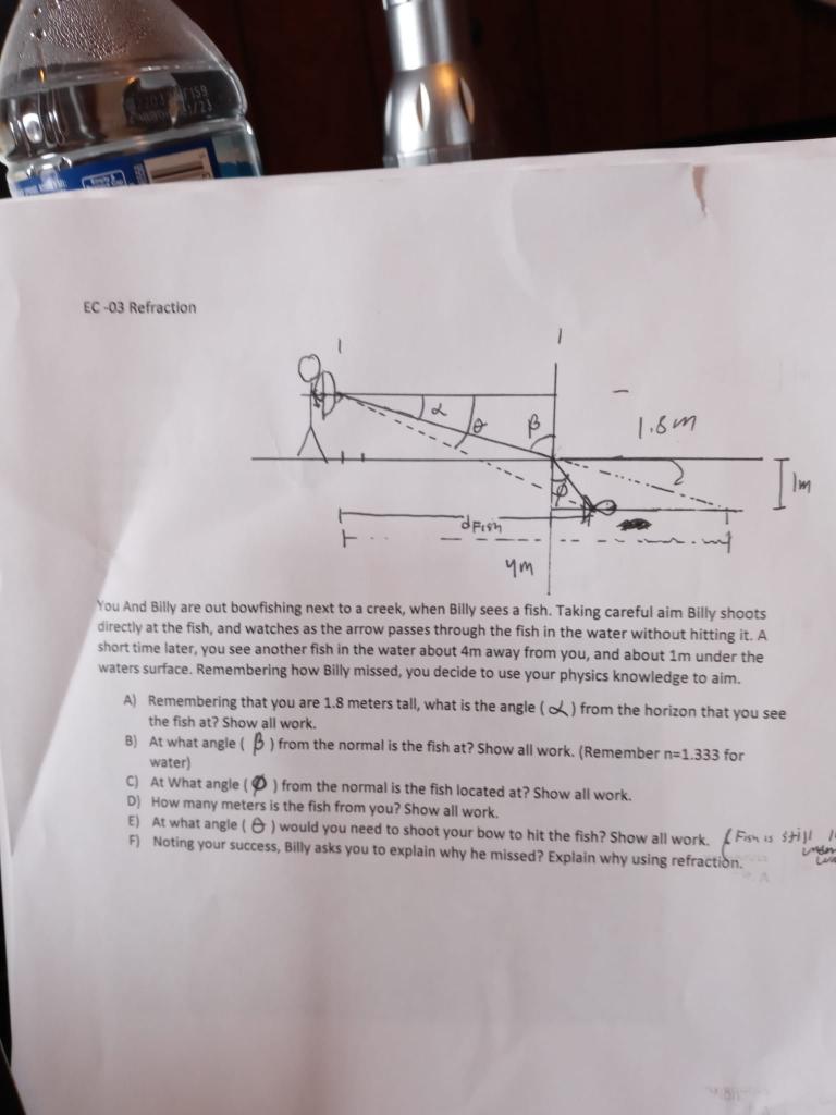 Solved EC -03 Refraction 1.8m M -dfish ИМ You And Billy are | Chegg.com