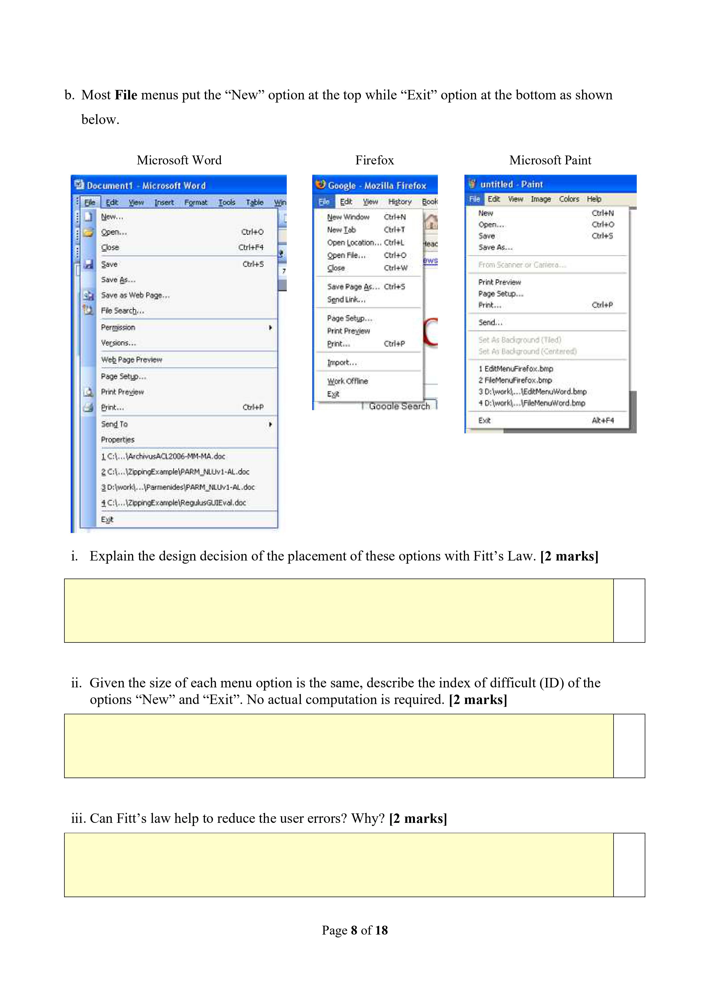 Solved b. Most File menus put the 