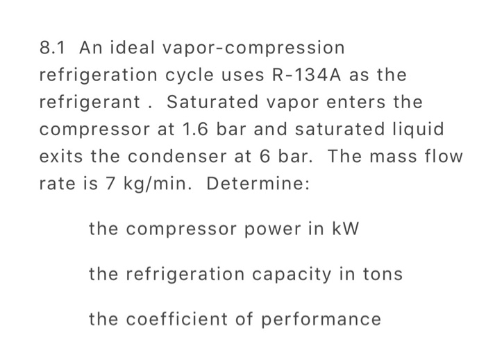 Solved 8.1 An ideal vapor-compression refrigeration cycle | Chegg.com