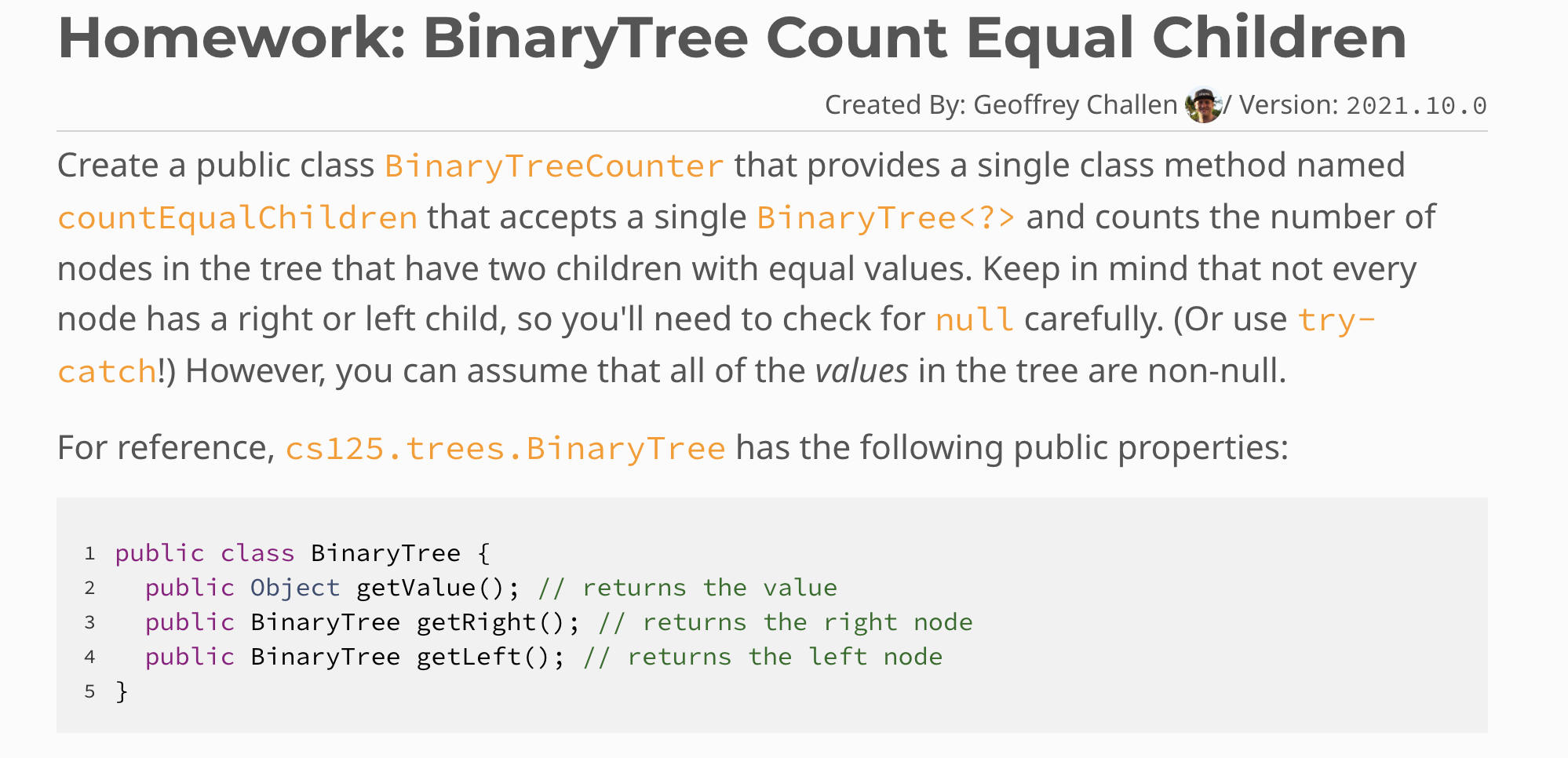 Solved Homework: BinaryTree Count Equal Children Created By 