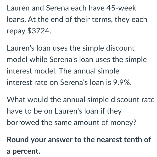 solved-lauren-and-serena-each-have-45-week-loans-at-the-end-chegg