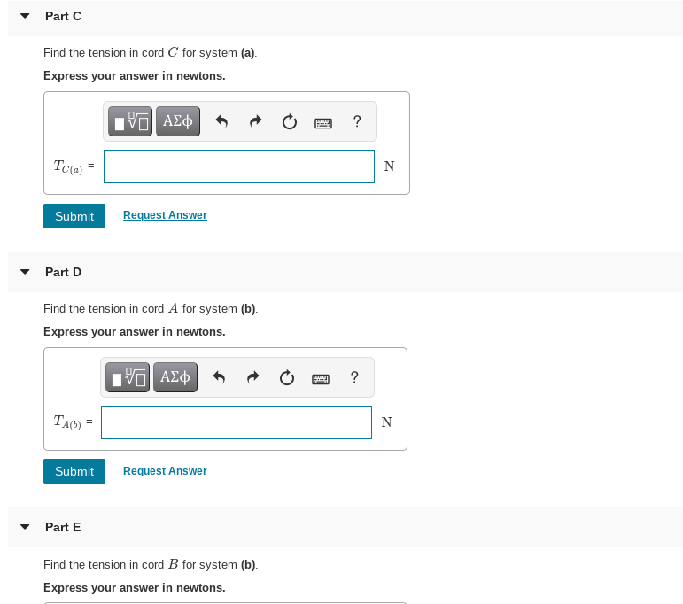 Solved Find The Tension In Each Cord In Figure 1 If The Chegg Com