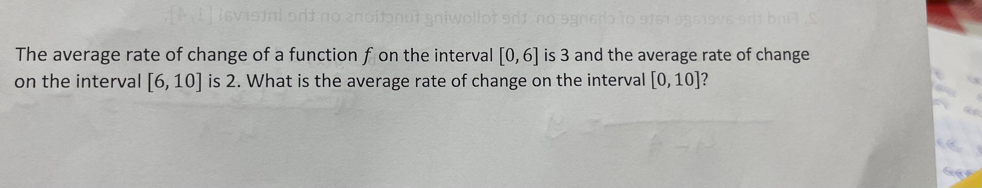 average rate of change function interval