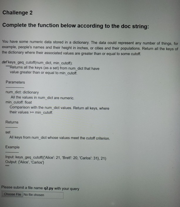 Solved Challenge 2 Complete the function below according to | Chegg.com