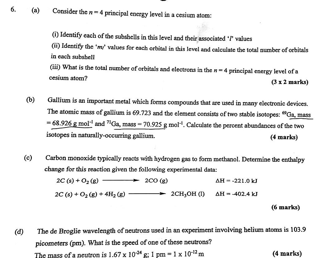 Solved (a) Consider the n=4 principal energy level in a | Chegg.com