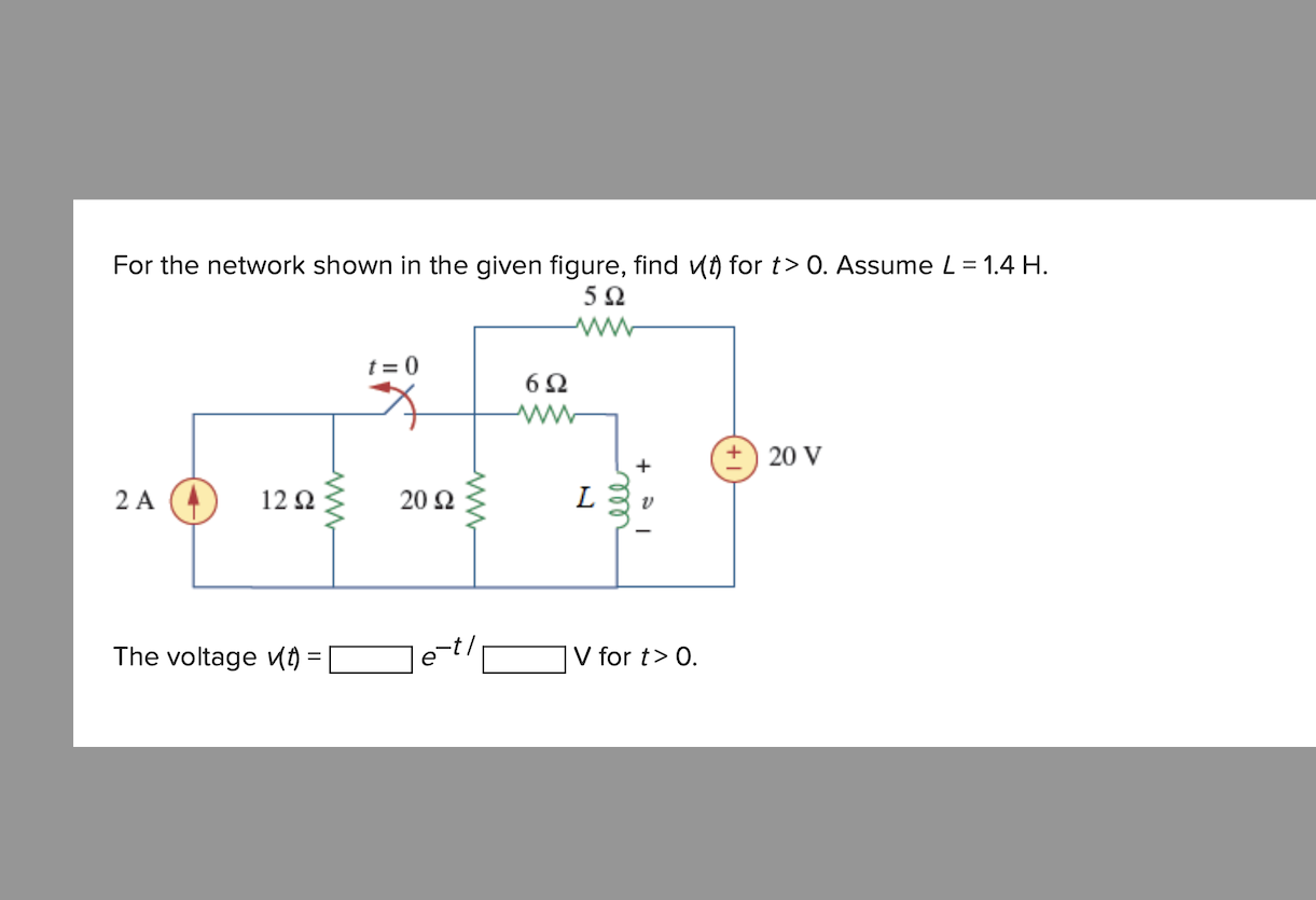 Solved For the network shown in the given figure, find v(t) | Chegg.com