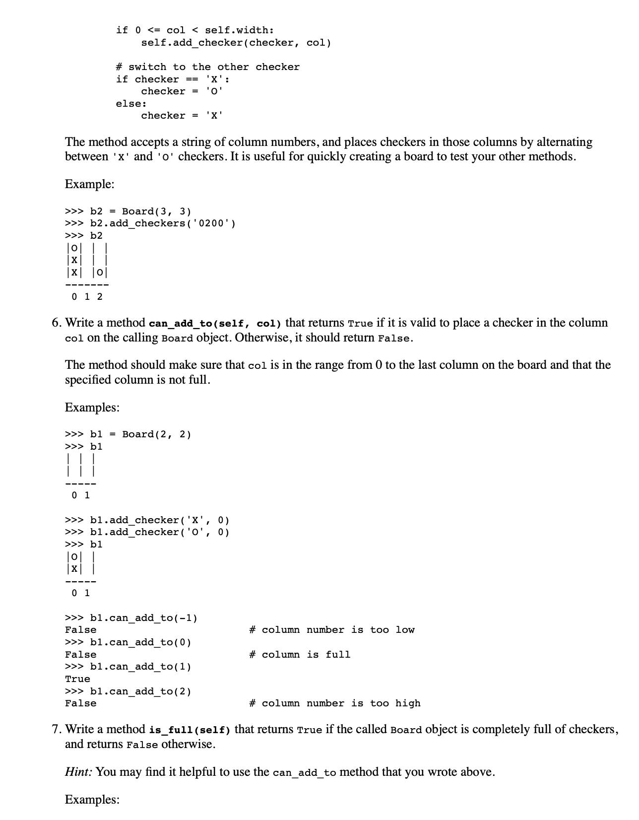 Solved Problem 1: A Connect Four Board class 50 points; | Chegg.com