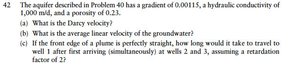 Solved The aquifer described in Problem 40 has a gradient of | Chegg.com