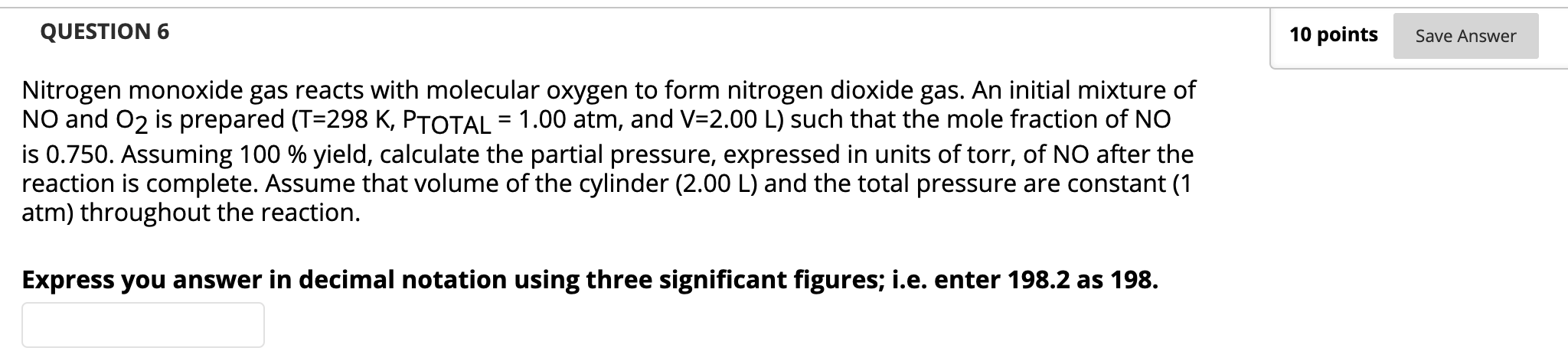 Solved QUESTION 6 10 points Save Answer Nitrogen monoxide | Chegg.com