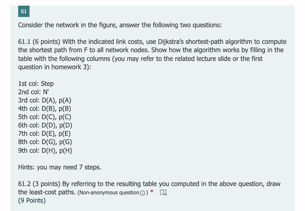 Solved 61 Consider The Network In The Figure, Answer The 