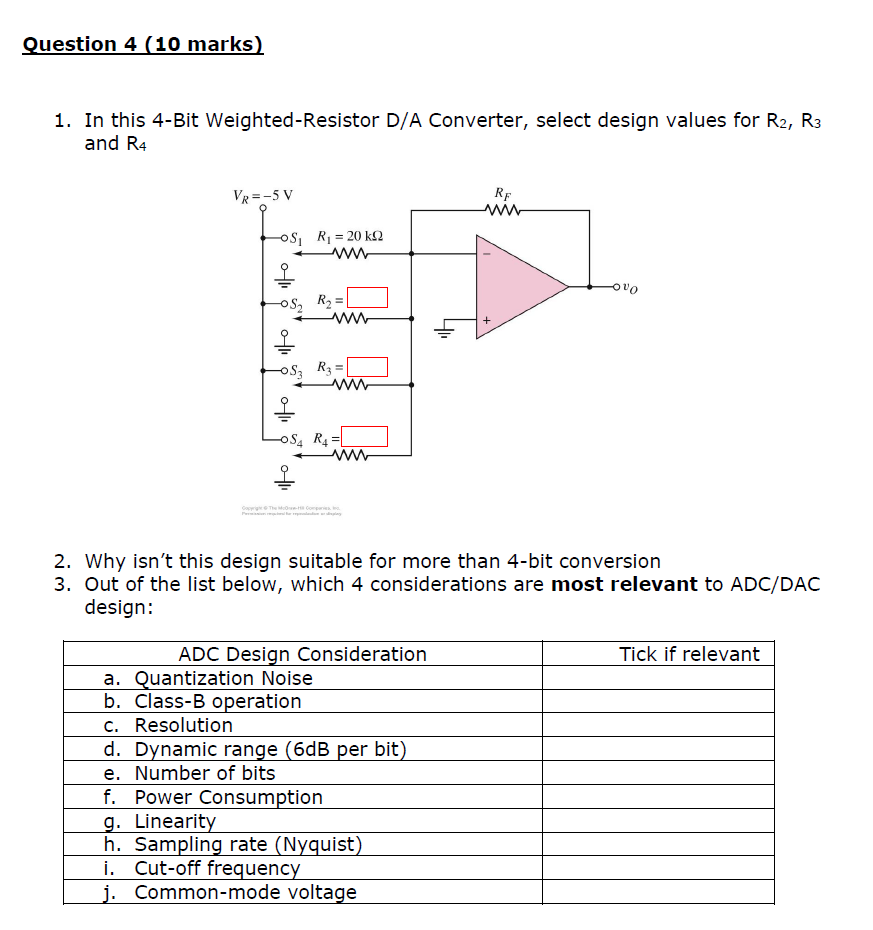 Solved Question 4 10 Marks 1 In This 4 Bit Weighted Re Chegg Com