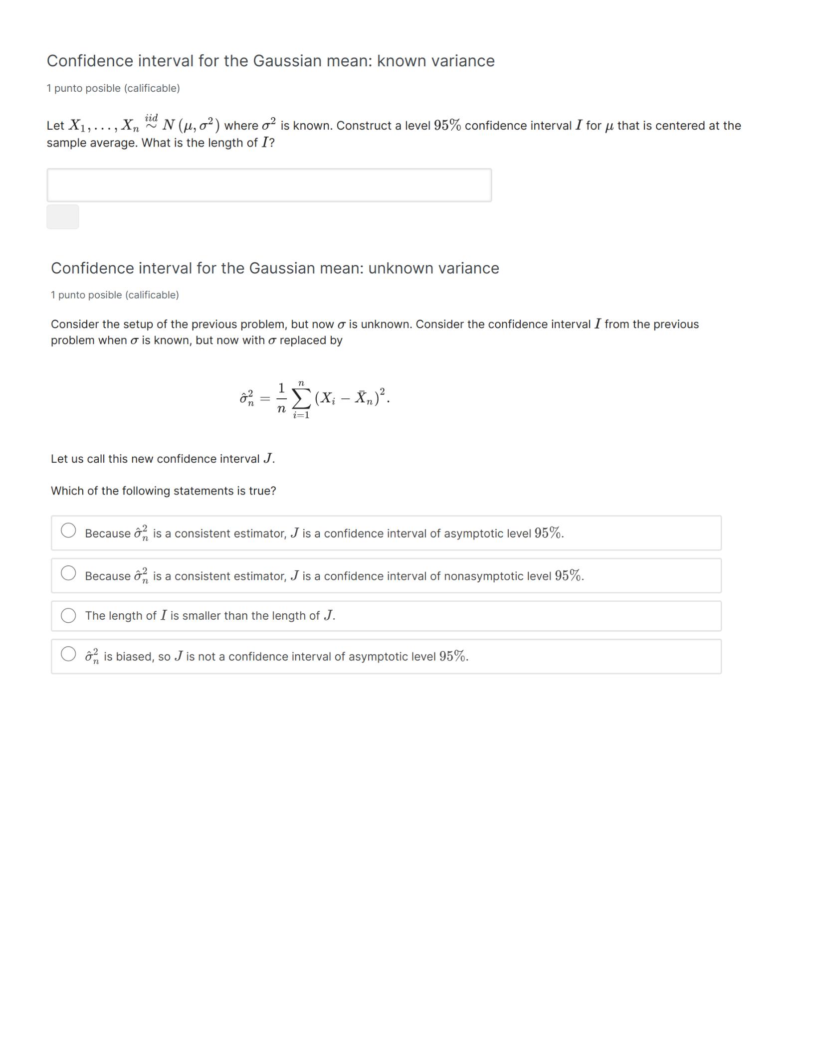 Solved Confidence interval for the Gaussian mean: known | Chegg.com