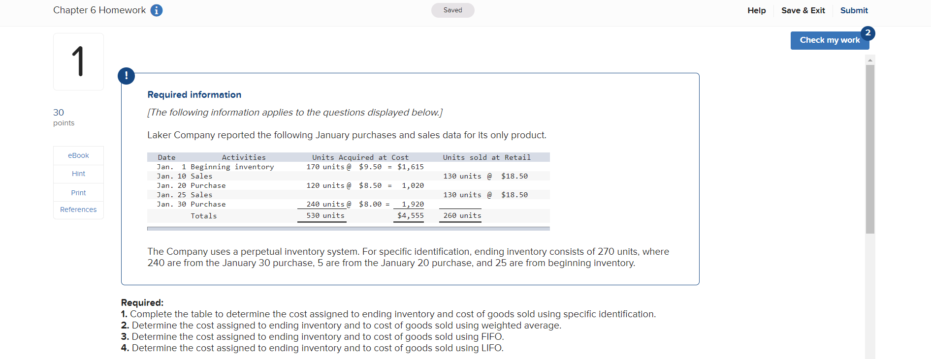 Solved Chapter 6 Homework i Saved Help Save & Exit Submit | Chegg.com