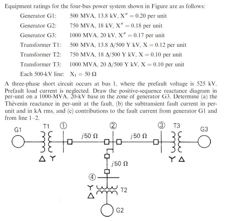 Solved Equipment ratings for the four-bus power system shown | Chegg.com