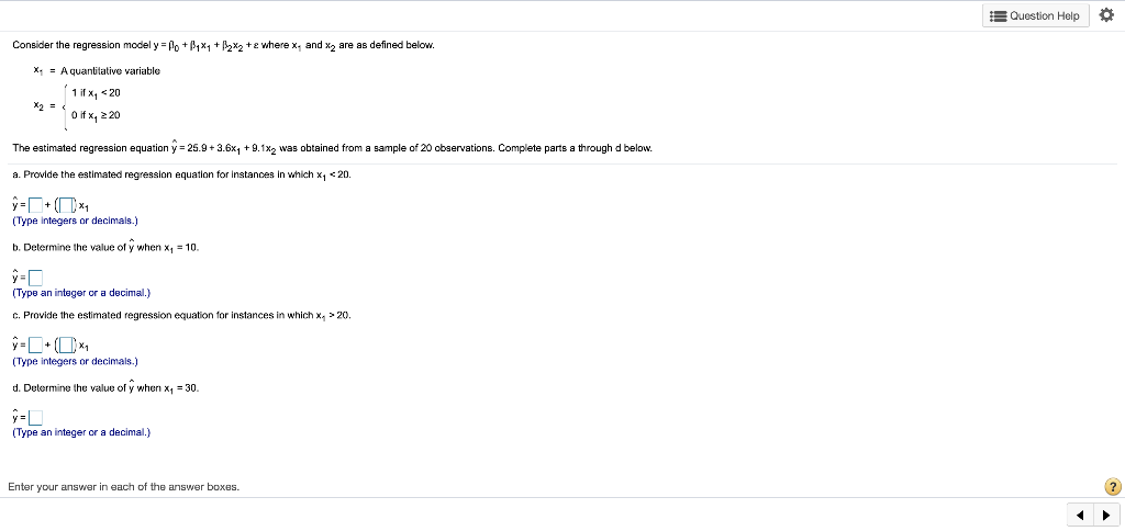 Solved E Question Help Consider The Regression Model Y = | Chegg.com