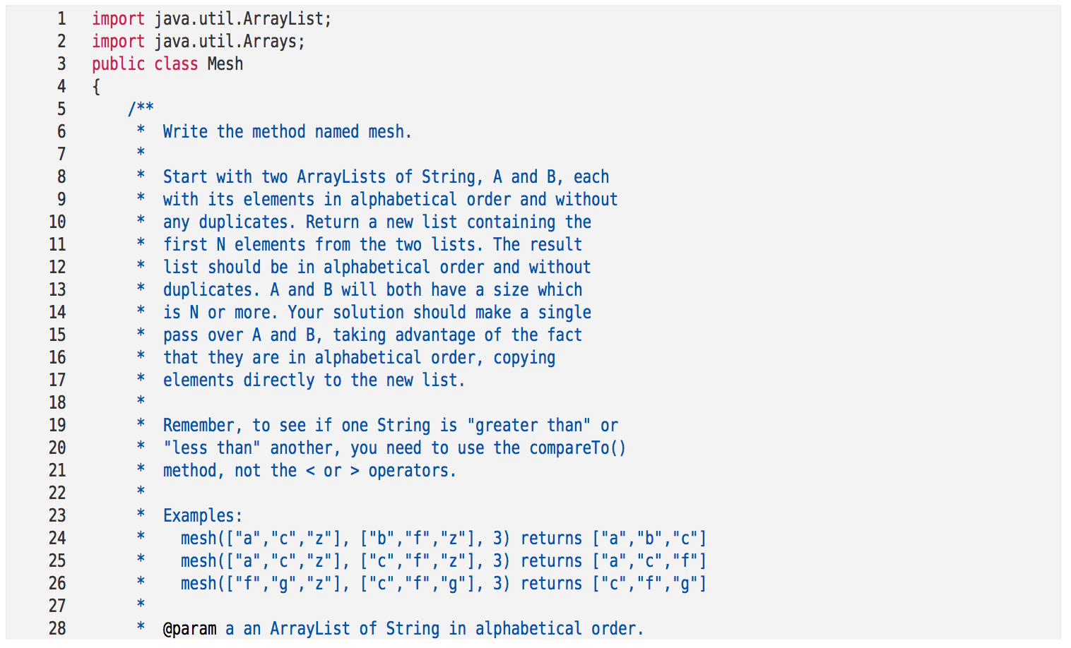 Solved Write the method named mesh. Start with two | Chegg.com