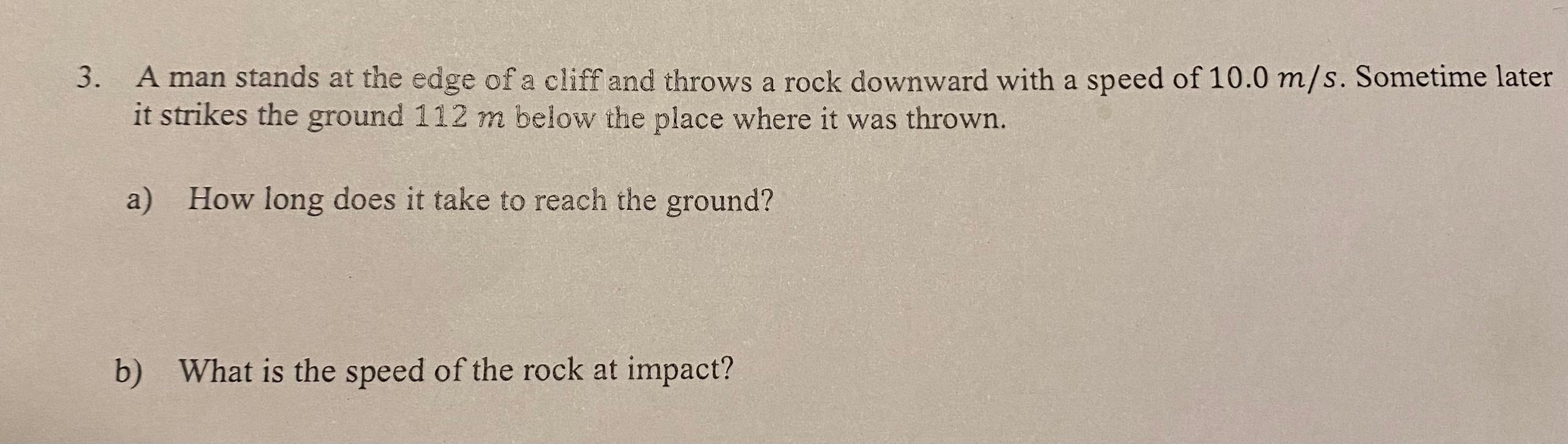 Solved A Girl Throws A Rock Horizontally With A Veloc vrogue.co