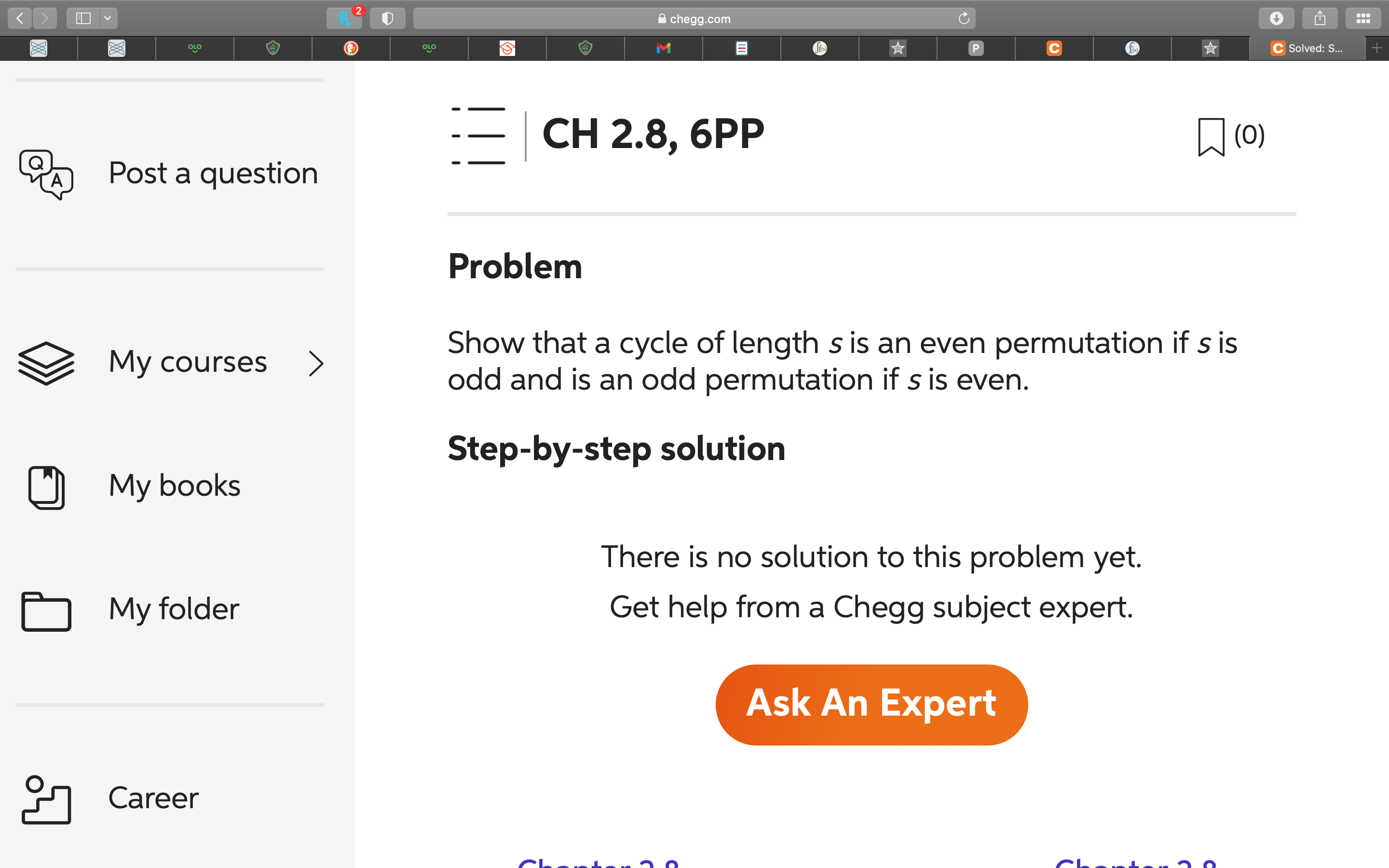 Solved Post a question My courses > My books My folder | Chegg.com