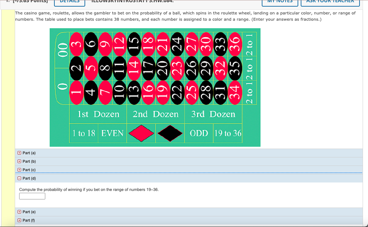 Solved Пеп The casino game, roulette, allows the gambler to