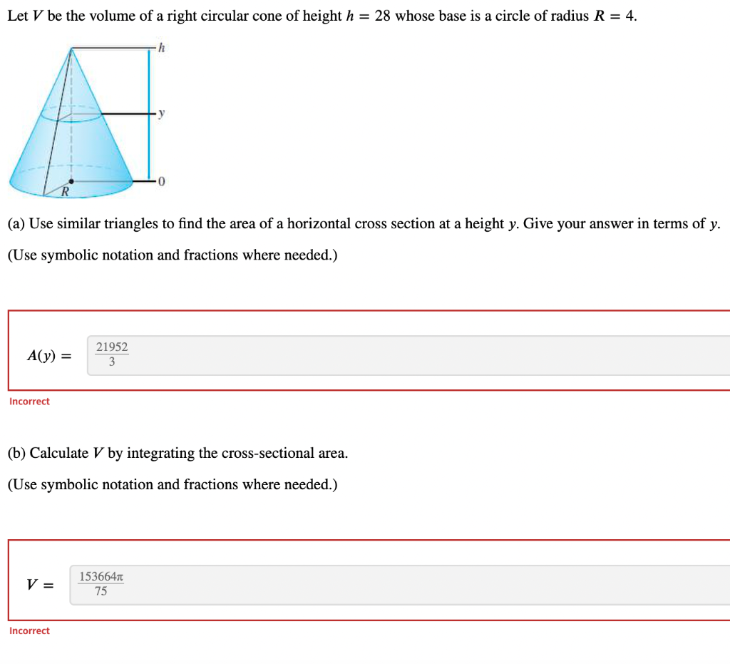 Solved Let V be the volume of a right circular cone of | Chegg.com