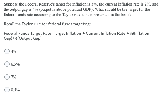 Solved Suppose The Federal Reserve's Target For Inflation Is | Chegg.com