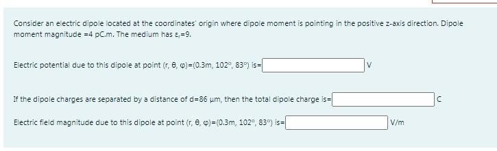 Solved Consider an electric dipole located at the | Chegg.com