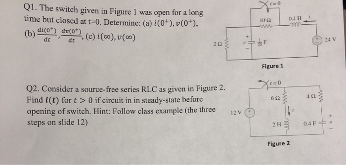 Solved Q1 The Switch Given In Figure 1 Was Open For A Lo Chegg Com