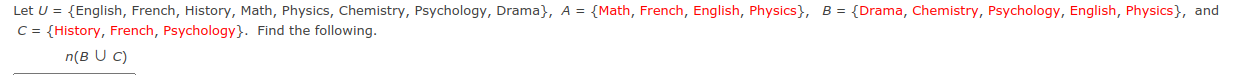 Solved Let U = {English, French, History, Math, Physics, | Chegg.com