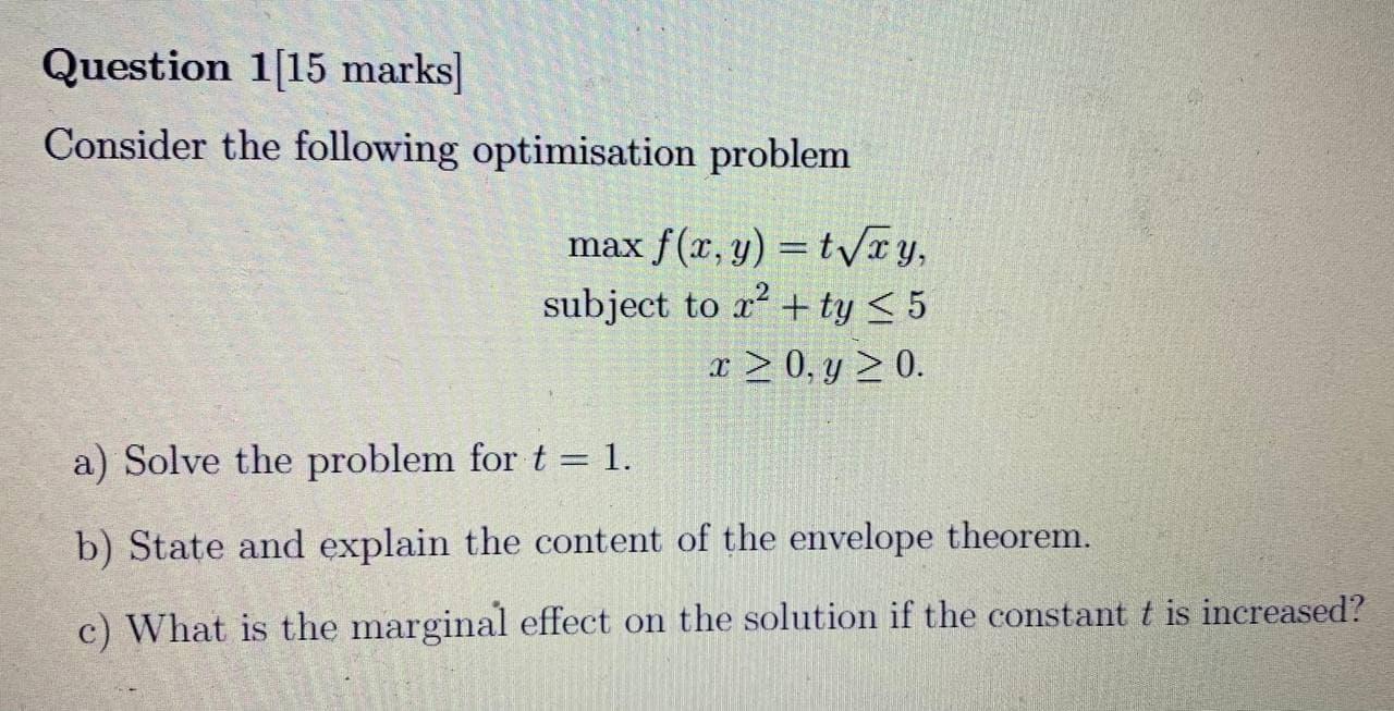Solved Question 1[15 marks] Consider the following | Chegg.com