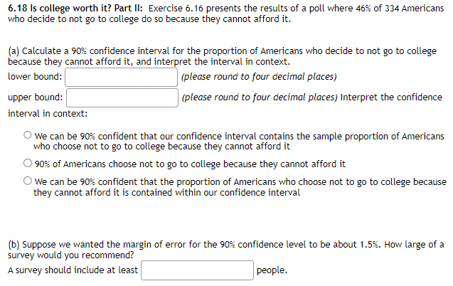 Solved (a) Calculate a 90% confidence interval for the | Chegg.com