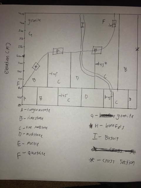 Create a geological cross section from the hand drawn | Chegg.com