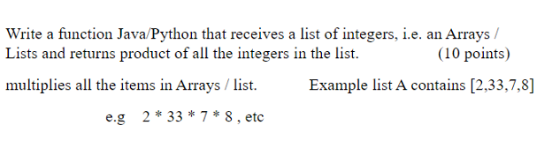 Solved Write a function Java/Python that receives a list of | Chegg.com