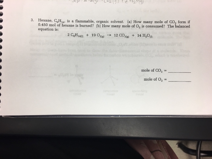 Solved Hexane, C_6H_14, is a flammable, organic solvent. (a)