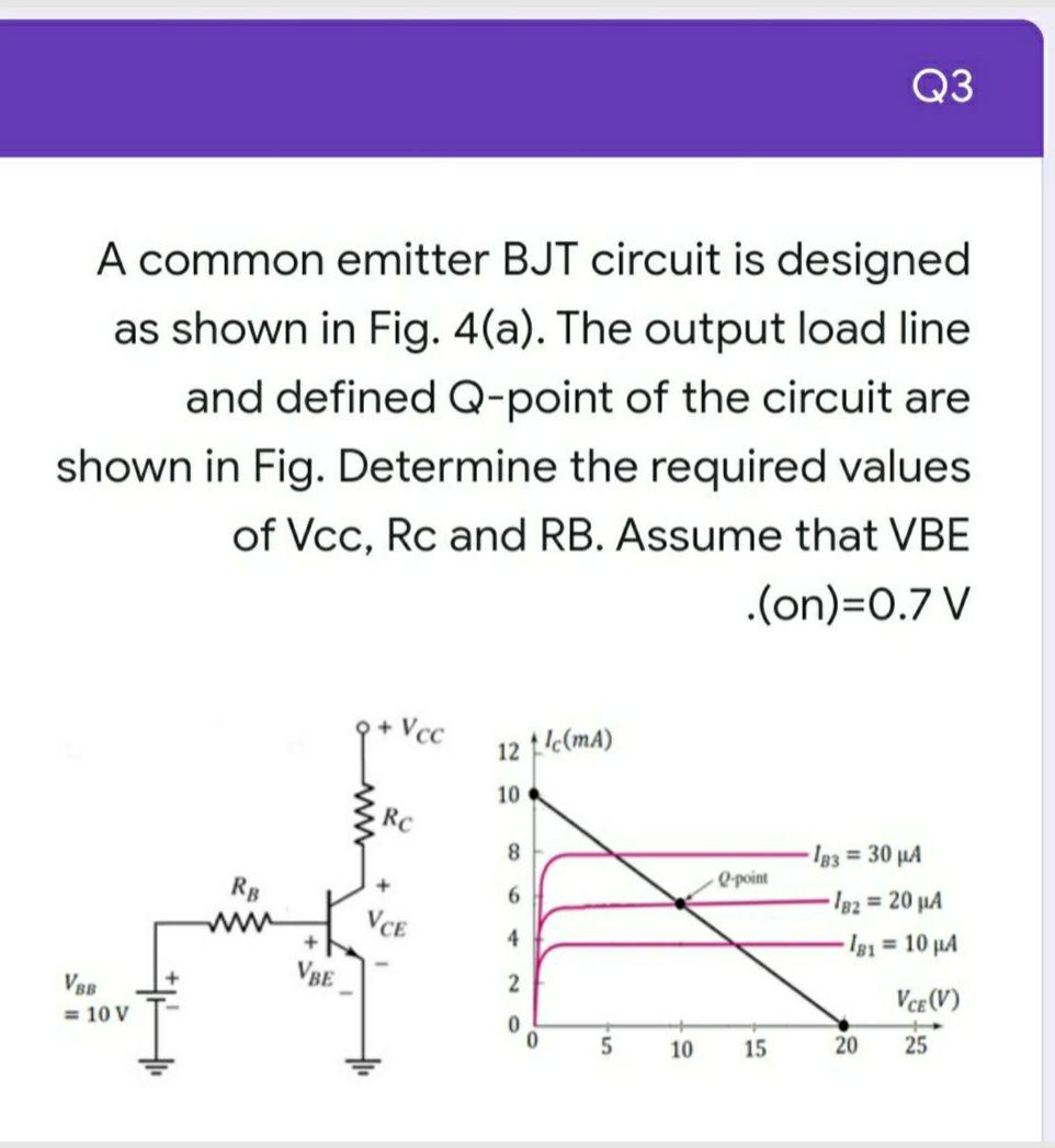 Solved Q3 A common emitter BJT circuit is designed as shown
