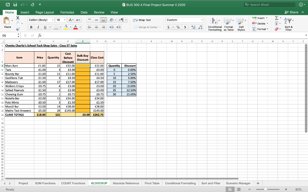 business computing - excel sheet and excel formulas. | Chegg.com