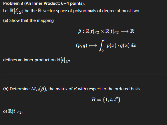Solved (b) ﻿Determine MB(β), ﻿the matrix of βwith ﻿respect | Chegg.com