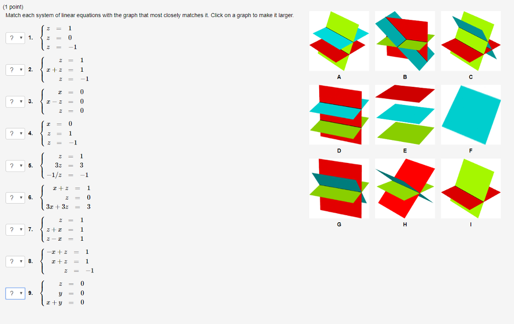 Solved 1 Point Match Each System Of Linear Equations With