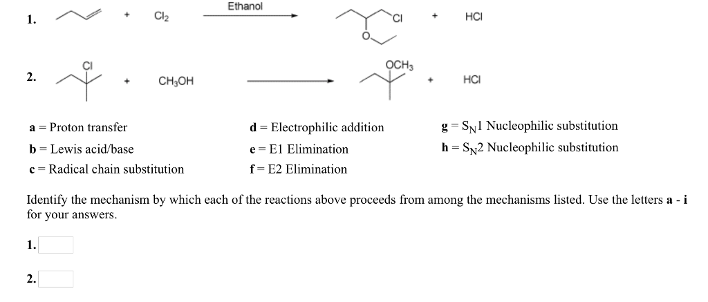 Solved Ethanol 1. Cl Cl HCI CI оснз 2. CHOH но a = Proton | Chegg.com