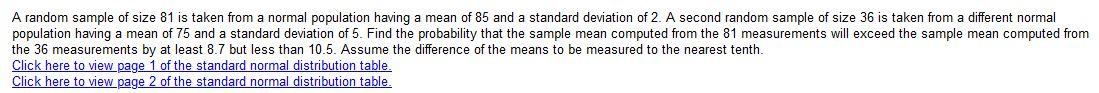 Solved A random sample of size 81 is taken from a normal | Chegg.com