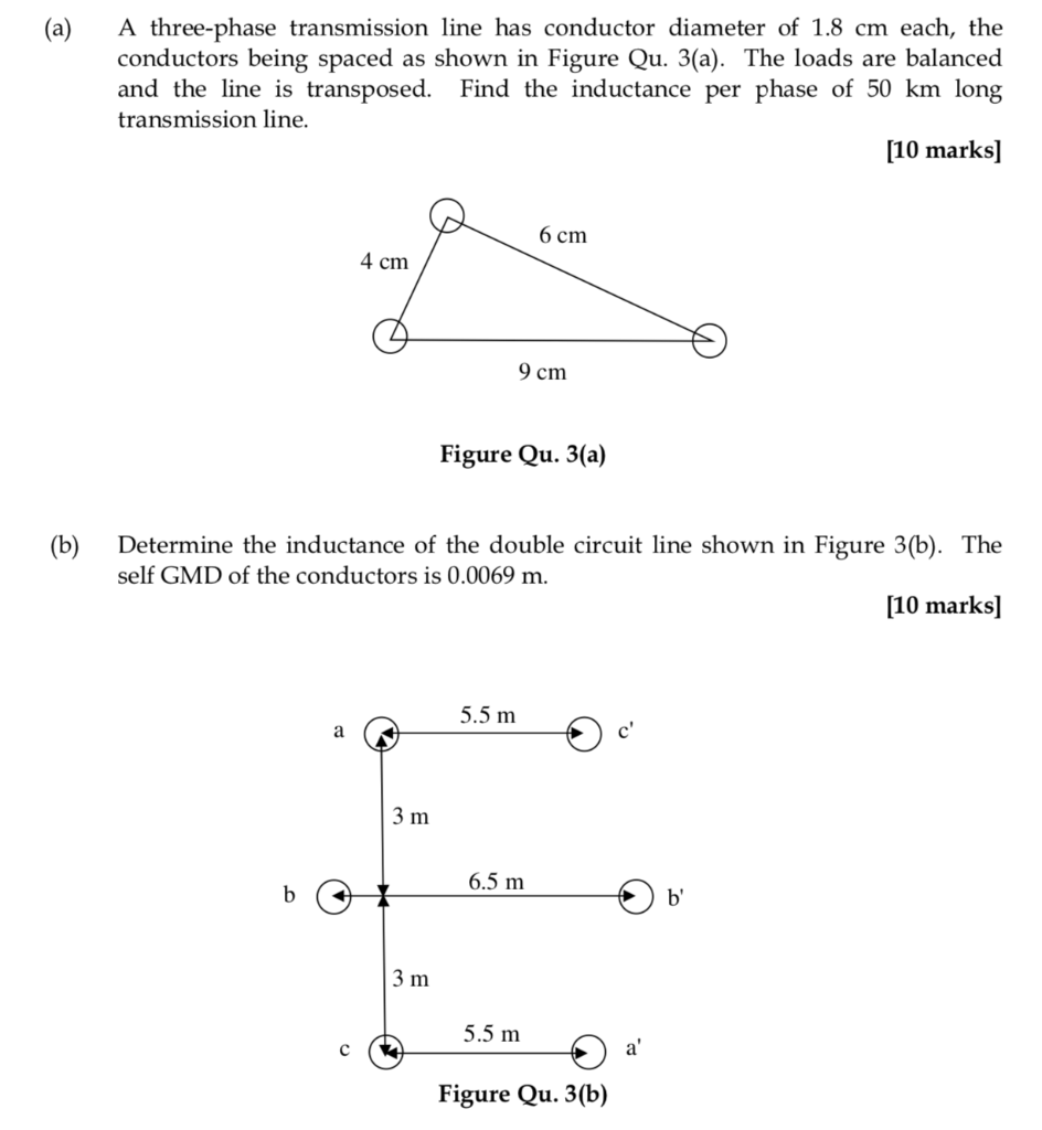 Solved A A Three Phase Transmission Line Has Conductor 7790