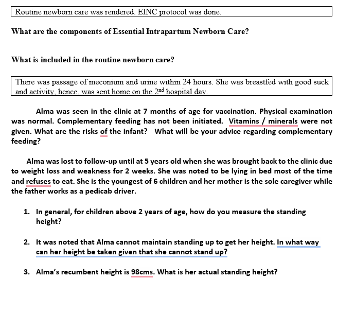 Solved Subject: Pediatrics. Explain your answers in full