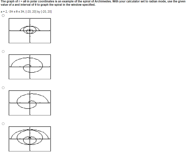 Solved The graph of r = a in polar coordinates is an example | Chegg.com